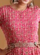 Fancy Printed Jumpsuit In Pink Color